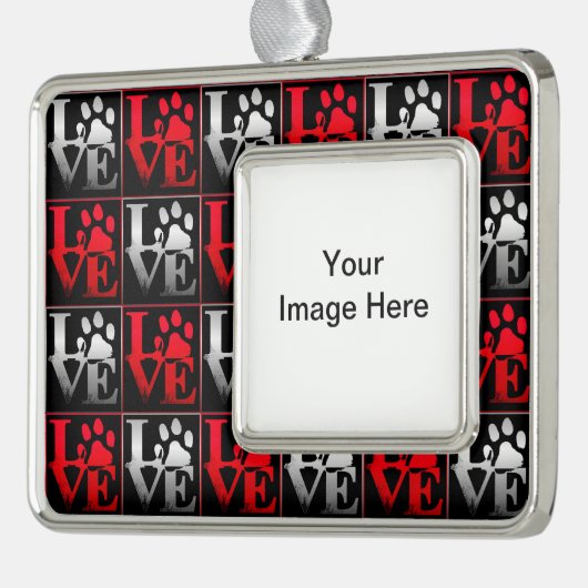 Rote und silberne Liebe Muster Zierdekoration Rahmen-Ornament Silber (Links)