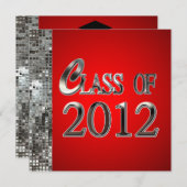 Rote und silberne Sequins-Abschluss-Einladungen Einladung (Vorne/Hinten)