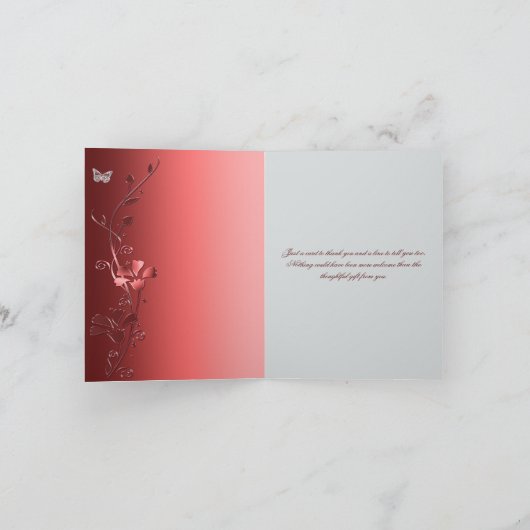 Rote und Silberschmetterlinge Danke, dass ihr Kart Dankeskarte (Innenseite)