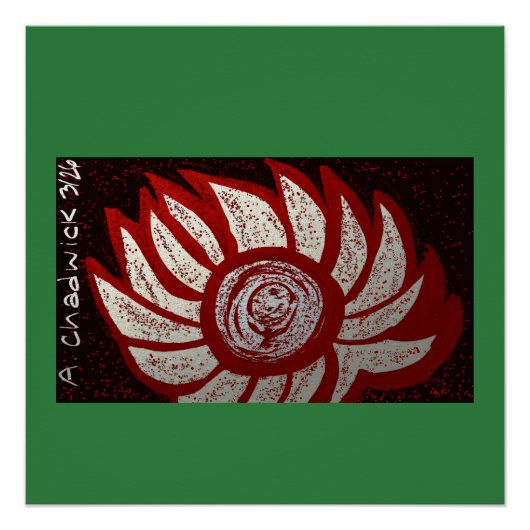 Rote und silbrig weiße Blume Poster (Vorderseite)