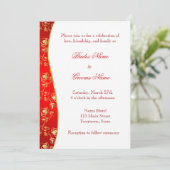 Rote und stilistische Goldmustereinladung Einladung (Stehend Vorderseite)