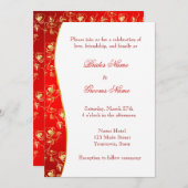 Rote und stilistische Goldmustereinladung Einladung (Vorne/Hinten)