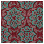 Rote und türkisfarbene Blume Stoff (Nahaufnahme)