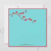 Rote und türkisfarbene Flora Lesbische Hochzeit Einladung (Rückseite)