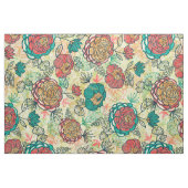 Rote und türkisfarbene Peonies Illustration Stoff (Fat Quarter (45,7 x 55,9 cm))