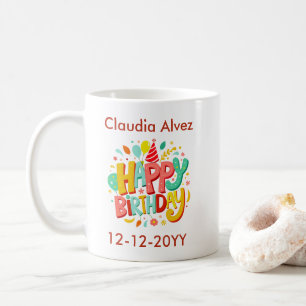 Rote und Türkisfarbene Spielerei Geburtstags-Tasse Kaffeetasse