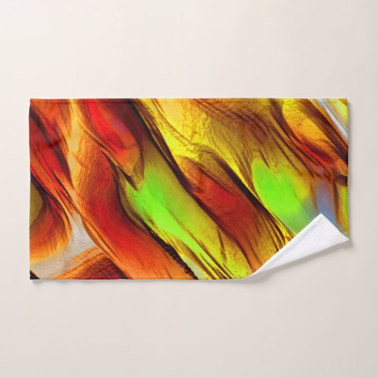 Rote und verchromte gelbe Flecken, warme Farben Badhandtuch Set (Handtuch)