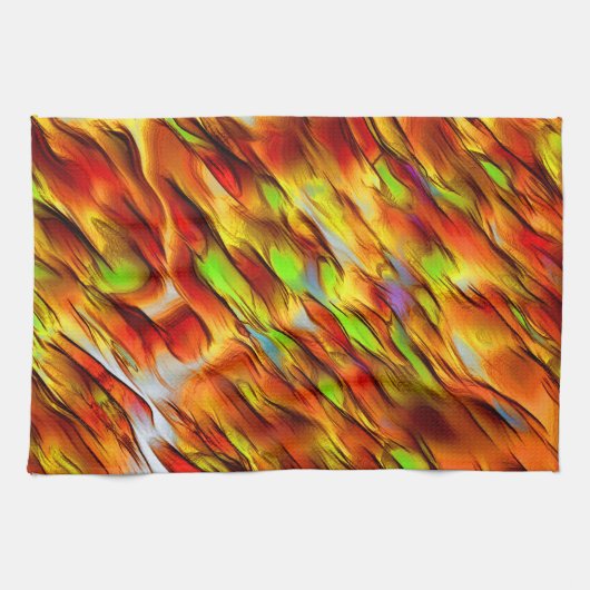 Rote und verchromte gelbe Flecken, warme Farben Geschirrtuch (Horizontal)