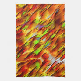 Rote und verchromte gelbe Flecken, warme Farben Geschirrtuch