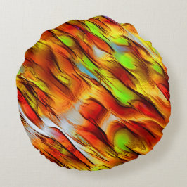 Rote und verchromte gelbe Flecken, warme Farben Rundes Kissen