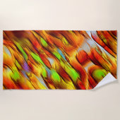 Rote und verchromte gelbe Flecken, warme Farben Strandtuch (Vorderseite)