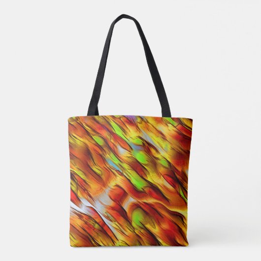 Rote und verchromte gelbe Flecken, warme Farben Tasche (Rückseite)