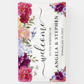 Rote und violette Blumen Begrüßung Banner (Vertikal)