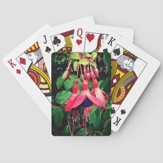 Rote und violette Blumen Spielkarten (Rückseite)