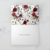 Rote und violette Blumen werden meine Brautjungfra Karte (Innenseite)