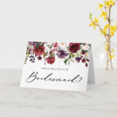 Rote und violette Blumen werden meine Brautjungfra Karte (Gelbe Blume)