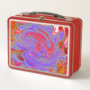 Rote und violette groovige abstrakte Retro-Kunst Metall Brotdose