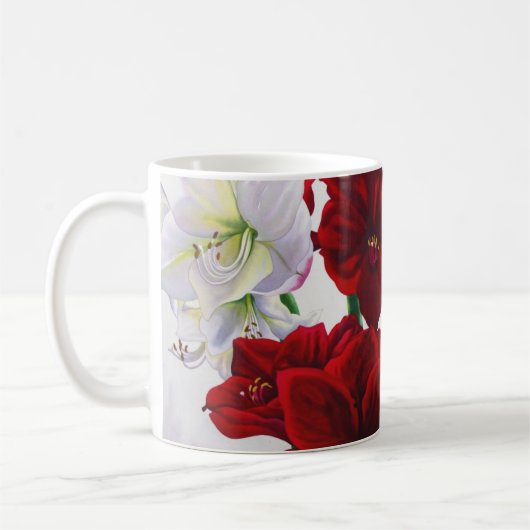 Rote und weiße Amaryllis 2008 Kaffeetasse (Links)