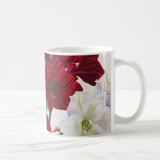 Rote und weiße Amaryllis 2008 Kaffeetasse (Rechts)