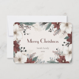 Rote und weiße Aquarellfarben Weihnachten Dankeskarte