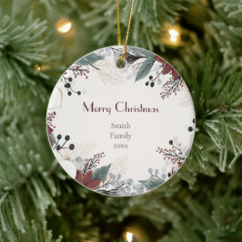 Rote und weiße Aquarellfarben Weihnachten Keramik Ornament