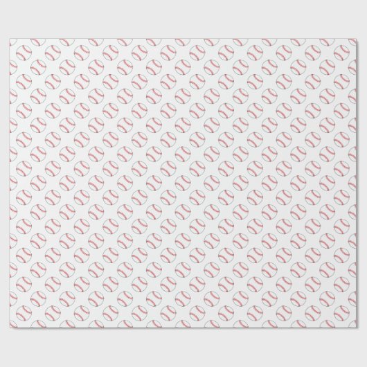 Rote und weiße Baseballs | Hintergrundfarbe Geschenkpapier (Flach)