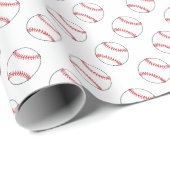 Rote und weiße Baseballs | Hintergrundfarbe Geschenkpapier (Rolleneckpunkt)