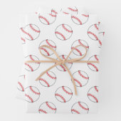Rote und weiße Baseballs | Hintergrundfarbe Geschenkpapier Set (Beispiel)