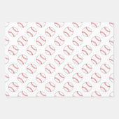 Rote und weiße Baseballs | Hintergrundfarbe Geschenkpapier Set (Vorderseite)