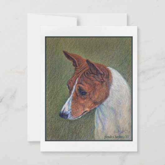 Rote und weiße Basenji Kunst Mitteilungskarte (Vorderseite)
