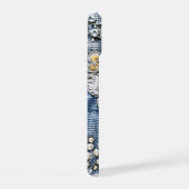 Rote und weiße bestickte Blüten auf Denim iPhone 15 Hülle (Rechte Seite)