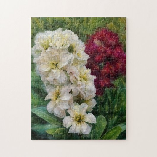 Rote und weiße Blume Art Puzzle (Vertikal)