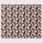 Rote und weiße Blume auf Marmor Geschenkpapier (Flach)