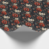 Rote und weiße Blume auf schwarz Geschenkpapier (Ecke)