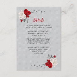 Rote und weiße Blume - Einzelheiten zu den silbern Begleitkarte