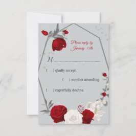 rote und weiße Blume geometrisch graue Rsvp-Karte RSVP Karte
