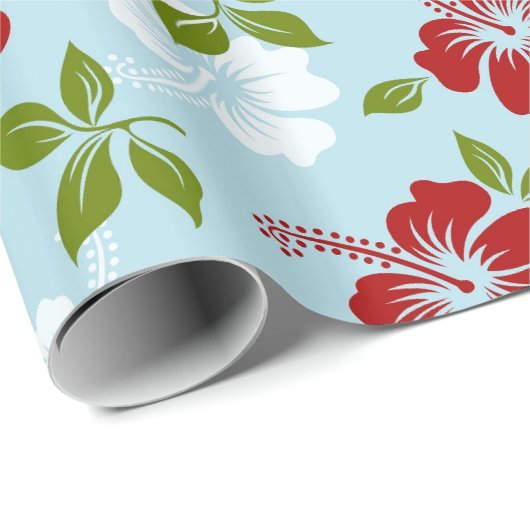 Rote und weiße Blume Geschenkpapier (Rolleneckpunkt)