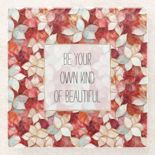 Rote und weiße Blume Glasuntersetzer (Vorderseite)