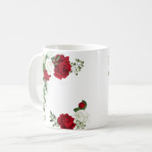 Rote und weiße Blume Grünpflanzen botanisch Kaffeetasse (Vorderseite Links)