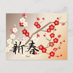 Rote und weiße Blume Gruß Postkarte