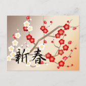 Rote und weiße Blume Gruß Postkarte (Vorderseite)