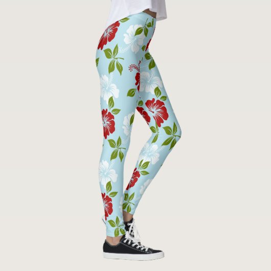 Rote und weiße Blume Leggings (Rechts)