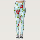 Rote und weiße Blume Leggings (Vorderseite)