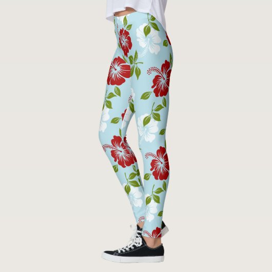 Rote und weiße Blume Leggings (Links)