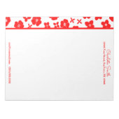 Rote und weiße Blume Personalisierte Letterhead Notizblock (Vorderseite)