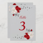 Rote und weiße Blume Tischnummer (Vorne/Hinten)