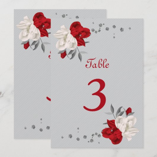 Rote und weiße Blume Tischnummer (Vorne/Hinten)