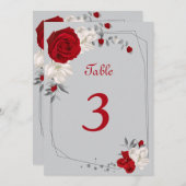 Rote und weiße Blume Tischnummer (Vorne/Hinten)
