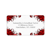 Rote und weiße Blumen Elegante Adressetiketten (Vorne)