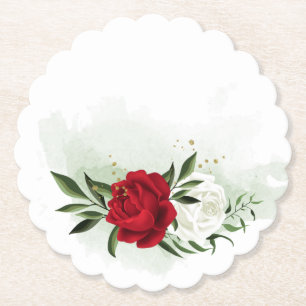 Rote und weiße Blumen Grün Untersetzer